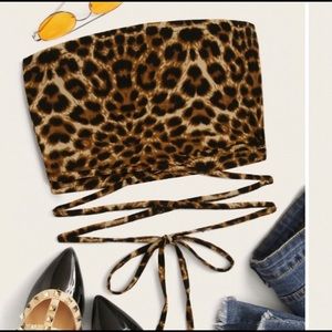 SHEIN Leopard Print Criss Cross Tube Top